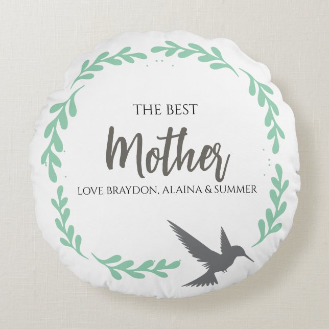 Hummingbird Mother Mom  Mothers Day Gift Round Round Pillow (Front)