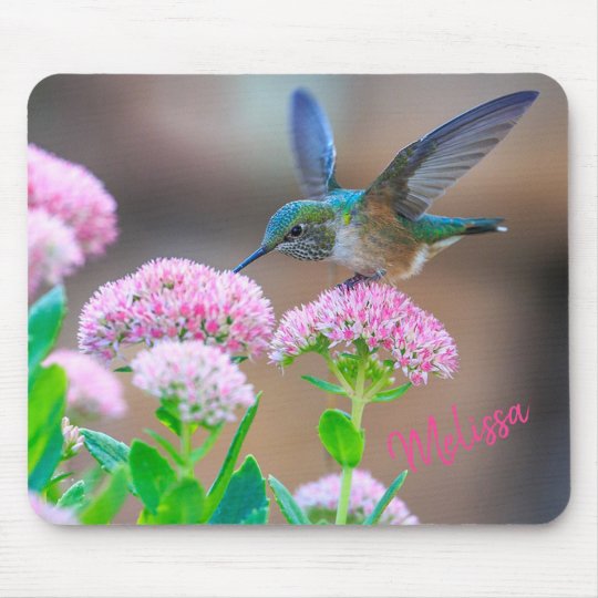 MOUSE PAD CUSTOM PERSONALIZED THICK MOUSEPAD-HUMMINGBIRD ADD ANY TEXT FREE
