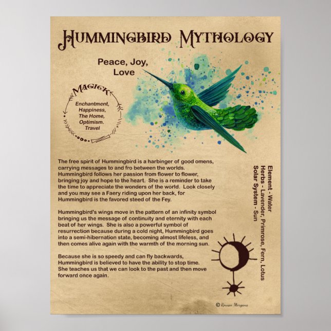 HUMMINGBIRD MYTHOLOGY POSTER (Front)