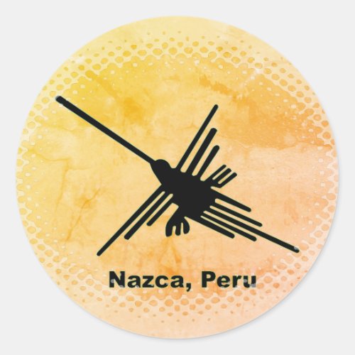 Hummingbird Nazca Geoglyph Peru Classic Round Sticker
