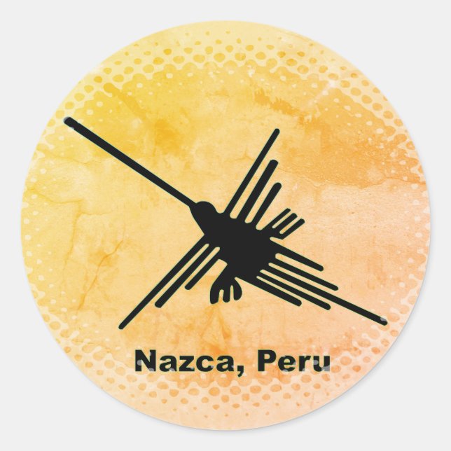 Hummingbird Nazca Geoglyph, Peru Classic Round Sticker (Front)
