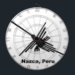 Hummingbird Nazca, Peru Dartboard<br><div class="desc">Famous Nazca Lines hummingbird in black with text. Image from the Nazca desert,  Peru.</div>