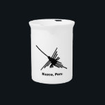 Hummingbird Nazca, Peru Drink Pitcher<br><div class="desc">Famous Nazca Lines hummingbird in black with text. Image from the Nazca desert,  Peru.</div>