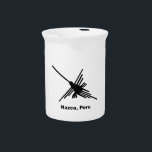 Hummingbird Nazca, Peru Drink Pitcher<br><div class="desc">Famous Nazca Lines hummingbird in black with text. Image from the Nazca desert,  Peru.</div>
