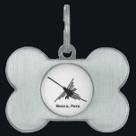 Hummingbird Nazca, Peru Pet Name Tag<br><div class="desc">Famous Nazca Lines hummingbird in black with text. Image from the Nazca desert,  Peru.</div>