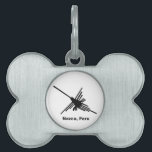 Hummingbird Nazca, Peru Pet Name Tag<br><div class="desc">Famous Nazca Lines hummingbird in black with text. Image from the Nazca desert,  Peru.</div>