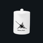 Hummingbird Nazca, Peru Teapot<br><div class="desc">Famous Nazca Lines hummingbird in black with text. Image from the Nazca desert,  Peru.</div>