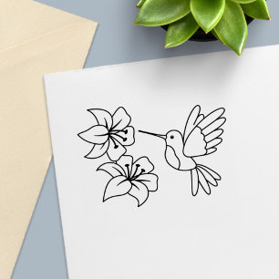 Hummingbird near Flowers Color Me Self-inking Stamp