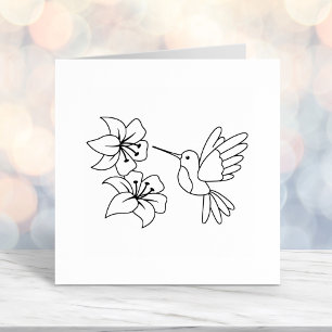 Hummingbird near Flowers Color Me Self-inking Stamp