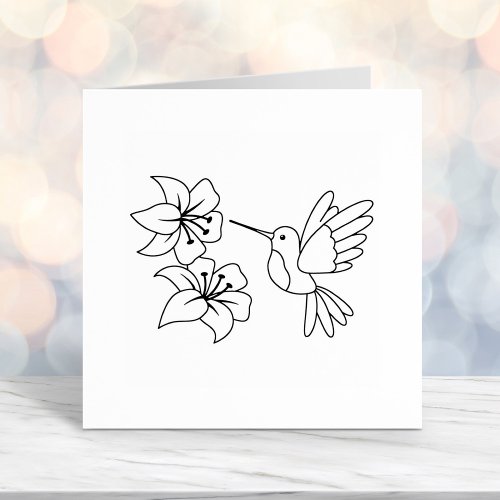 Hummingbird near Flowers Color Me Self_inking Stamp