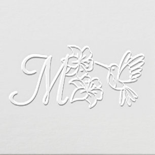 Hummingbird Near Flowers Monogram Embosser