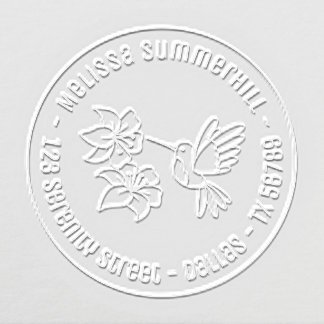 Hummingbird near Flowers Round Address Embosser