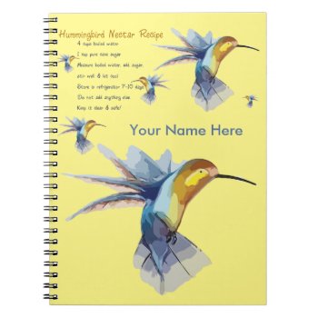 Hummingbird Nectar Recipe Notebook by krndel at Zazzle