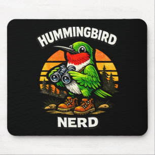 Hummingbird nerd funny birdwatching vintage retro mouse pad
