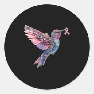Hummingbird Nk Ribbon Breast Cancer Awareness  Classic Round Sticker