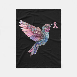Hummingbird Nk Ribbon Breast Cancer Awareness Fleece Blanket
