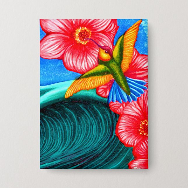 Hummingbird Ocean Button (Front)
