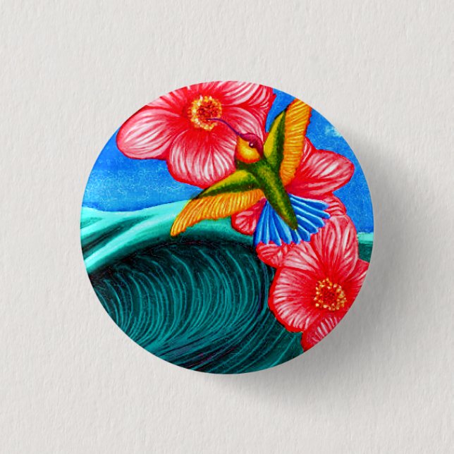 Hummingbird Ocean Button (Front)
