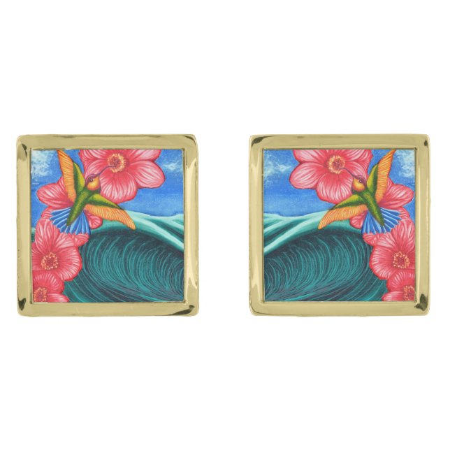 Hummingbird Ocean Cufflinks (Front)