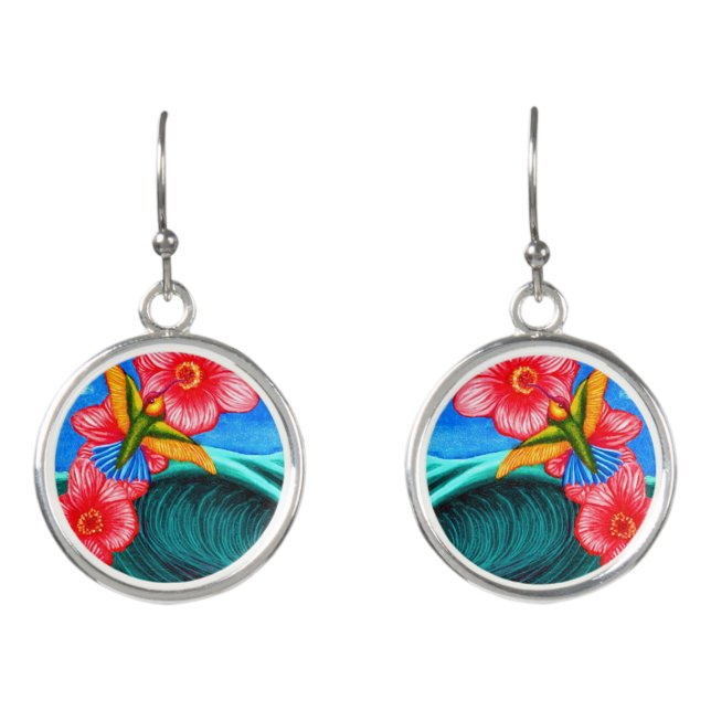 Hummingbird Ocean  Earrings (Front)