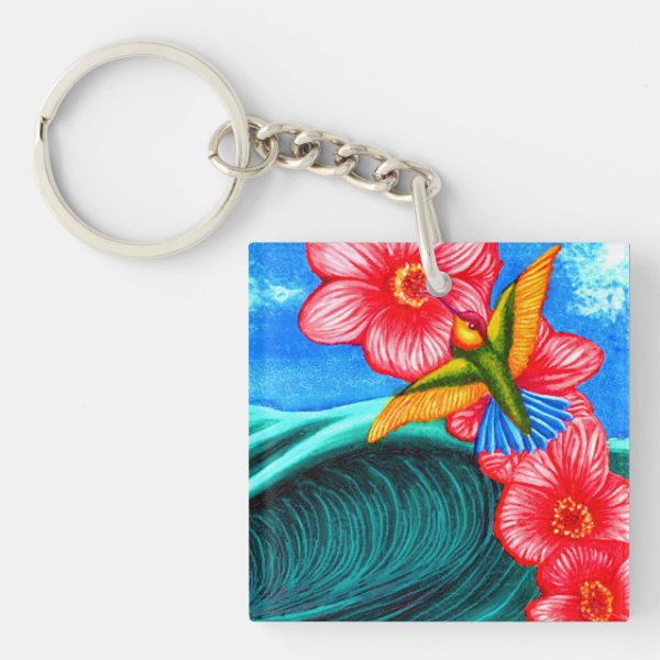Hummingbird Ocean Keychain