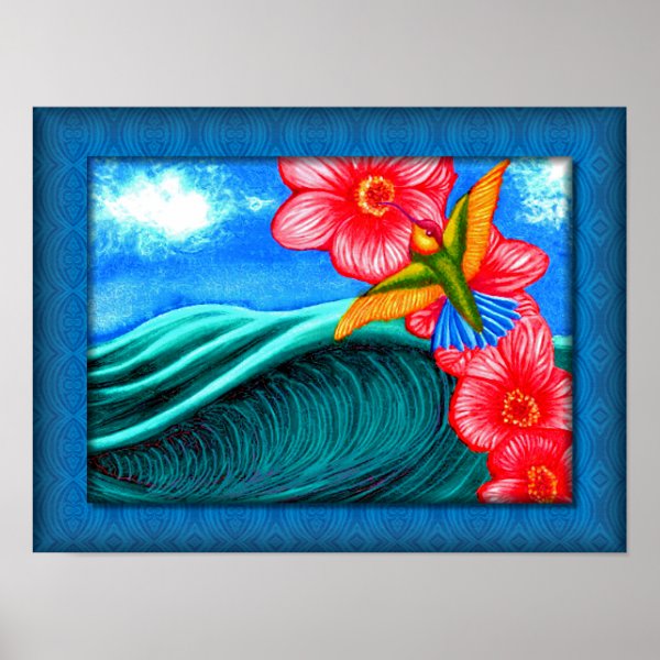 Hummingbird Ocean Poster