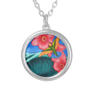 Hummingbird Ocean Silver Plated Necklace