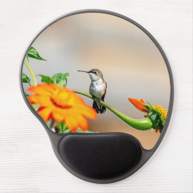 Hummingbird on a flowering plant gel mouse pad (Front)