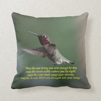 Hummingbird on a Pillow with Apache Saying
