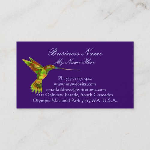 Hummingbird on Elegant Business Cards