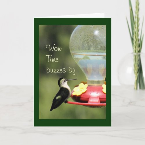 Hummingbird on Feeder 2596_customize any occasion Card