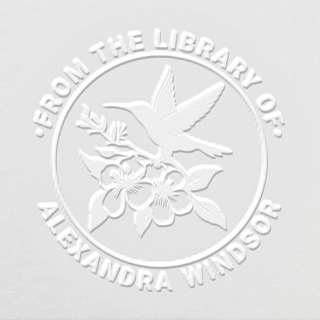 Hummingbird on Floral Branch Library Book Name Embosser (Design)