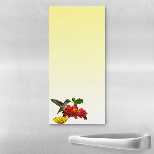 Hummingbird on Flowers Magnetic Fridge Notepad
