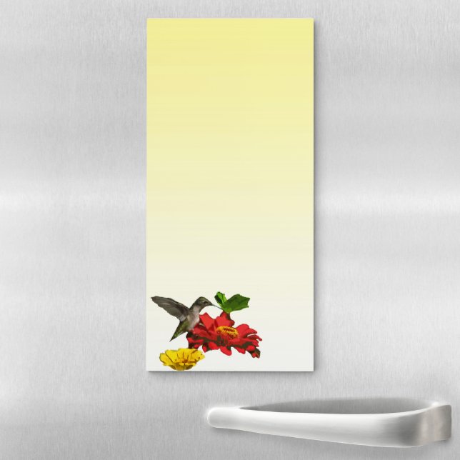 Hummingbird on Flowers Magnetic Fridge Notepad (In Situ)