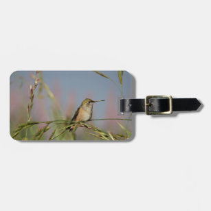 hummingbird on grass luggage tag