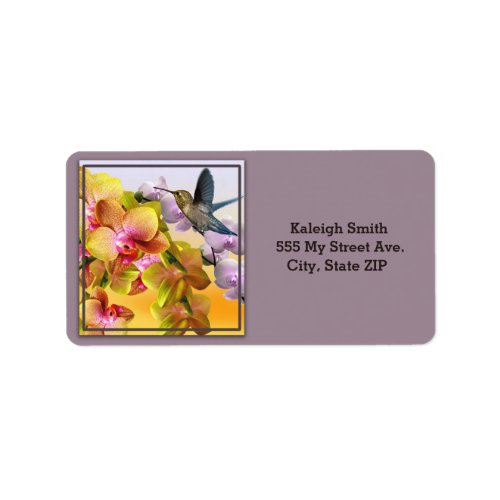 Hummingbird on Lilacs and Orchids on Purple Label