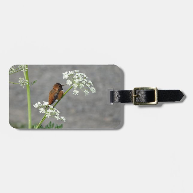 Hummingbird on Queen Ann's lace flower Luggage Tag (Front Horizontal)