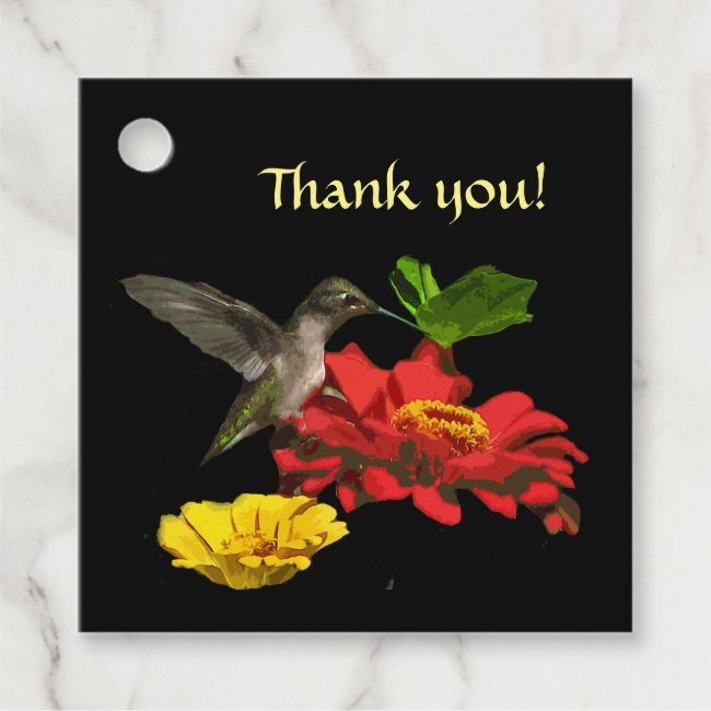 Hummingbird on Red FlowerThank You Favor Tags