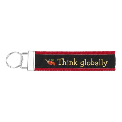 Hummingbird on Think Globally Act Locally Keychain