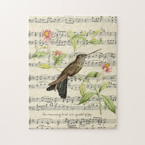 hummingbird on vintage music sheet jigsaw puzzle