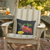 Hummingbird on Zinnia Flower Animal Outdoor Pillow (Chair)