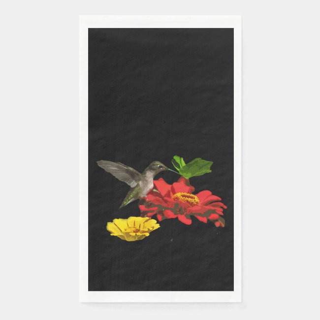 Hummingbird on Zinnia Flowers Paper Guest Towel