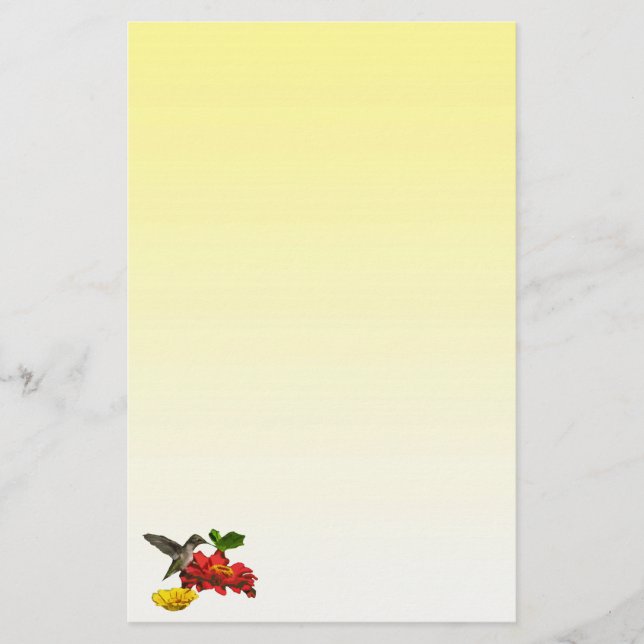 Hummingbird on Zinnia Stationery (Front)