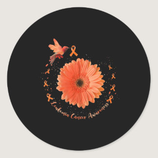 Hummingbird Orange Sunflower Leukemia Cancer Aware Classic Round Sticker