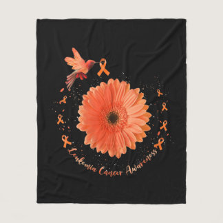Hummingbird Orange Sunflower Leukemia Cancer Aware Fleece Blanket