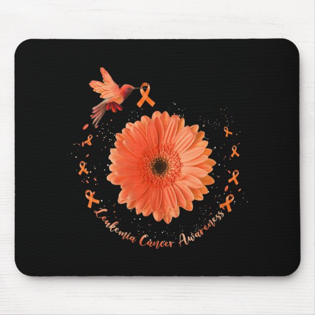 Hummingbird Orange Sunflower Leukemia Cancer Aware Mouse Pad (Front)