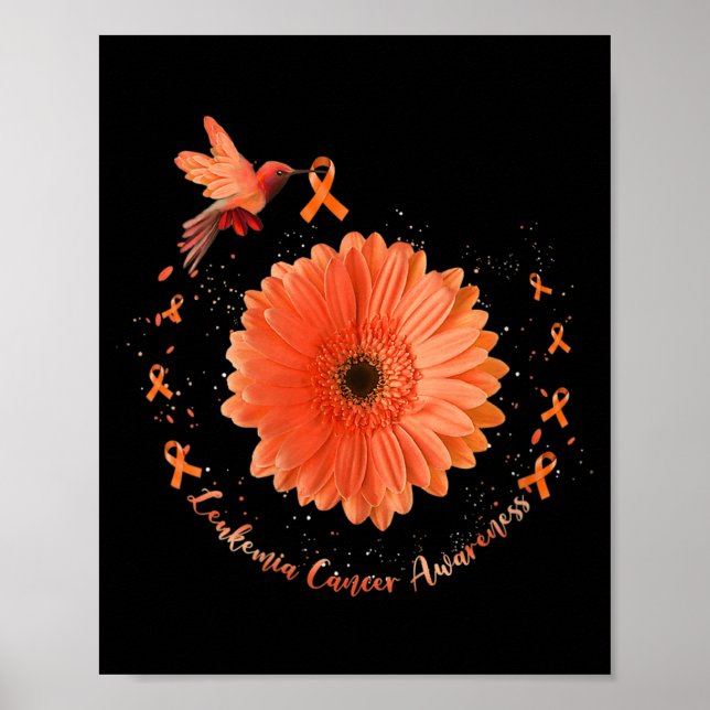 Hummingbird Orange Sunflower Leukemia Cancer Aware Poster (Front)