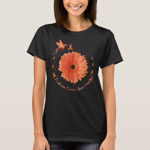 Hummingbird Orange Sunflower Leukemia Cancer Aware T_Shirt