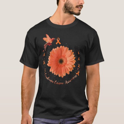 Hummingbird Orange Sunflower Leukemia Cancer Aware T_Shirt