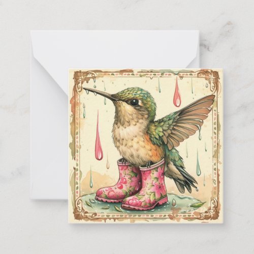 Hummingbird Orchestra in the Rain Send a Melody  Note Card